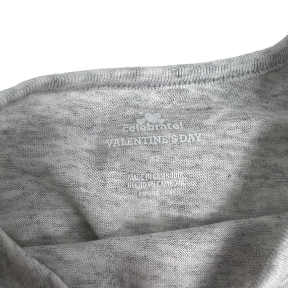 Way To Celebrate Valentine's Day T Shirt Sz 2T Conversation Hearts Grey Pink - Picture 6 of 14